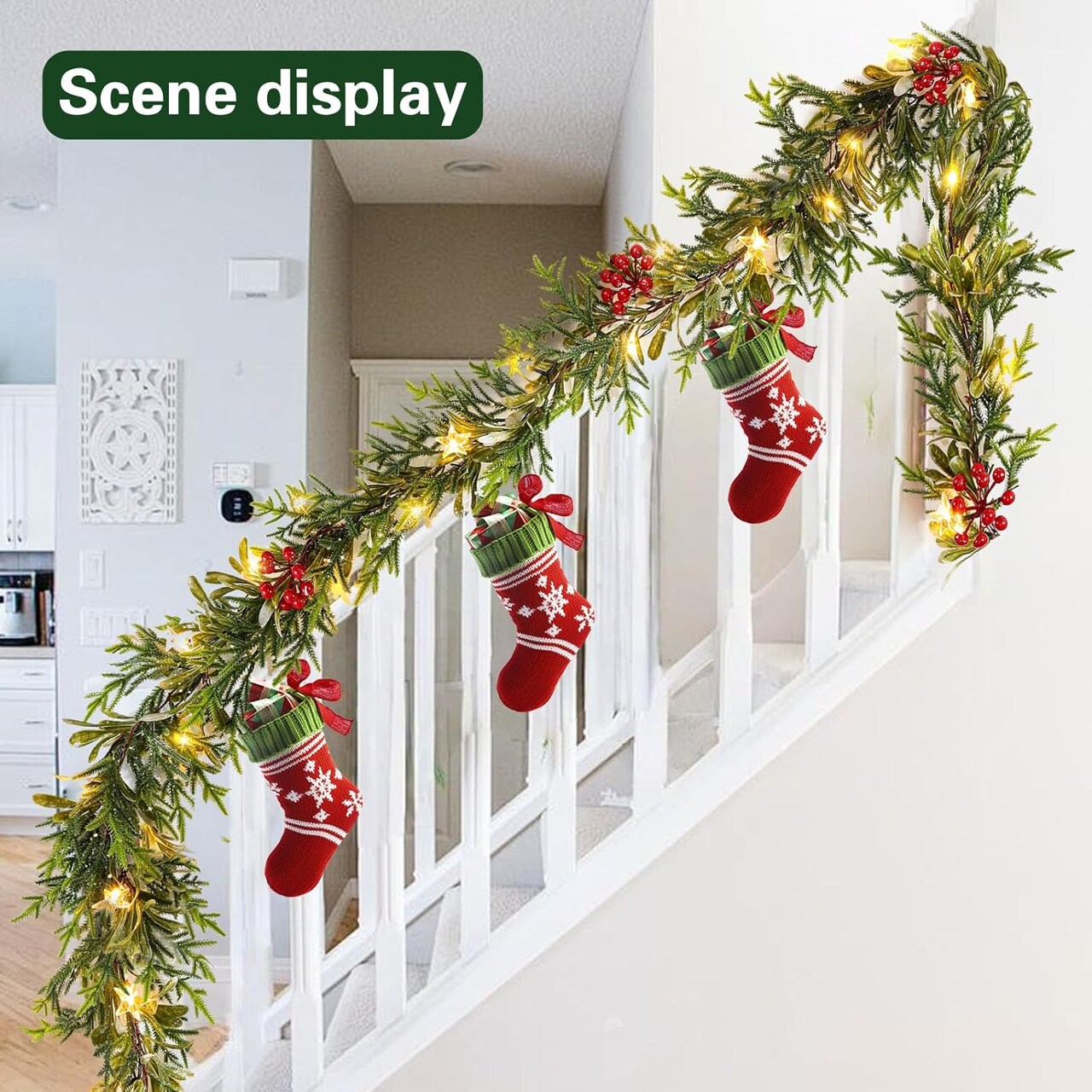 Pre-lit Christmas Garland with Lights, Battery Operated Garland